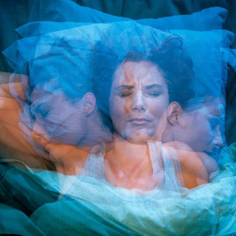 Overlapping image of sleeping woman