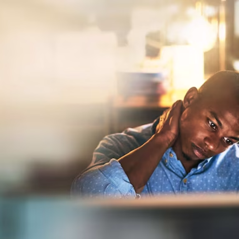 banner-neck-pain-black-man-office-with-computer-mockup-business-fatigue-night-stress-burnout-tired-businessman-desk-with-muscle-injury-from-overtime-working-late-deadline_590464-224408